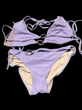 Arizona Jean Company Lilac Ring-Accent Triangle Bikini Set